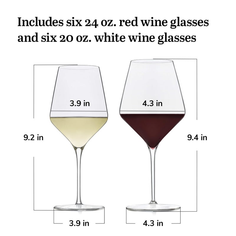 Libbey Signature Greenwich 12 Piece Party Wine Glasses Set, Long Stem Wine Glasses for Red and White Wine, Ideal Wine Glass Gift Set for All Occasions - Image 3
